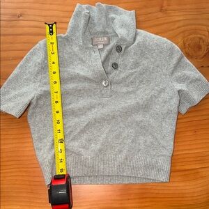 J. Crew Heather Gray Cashmere Buttoned Collar Sweater